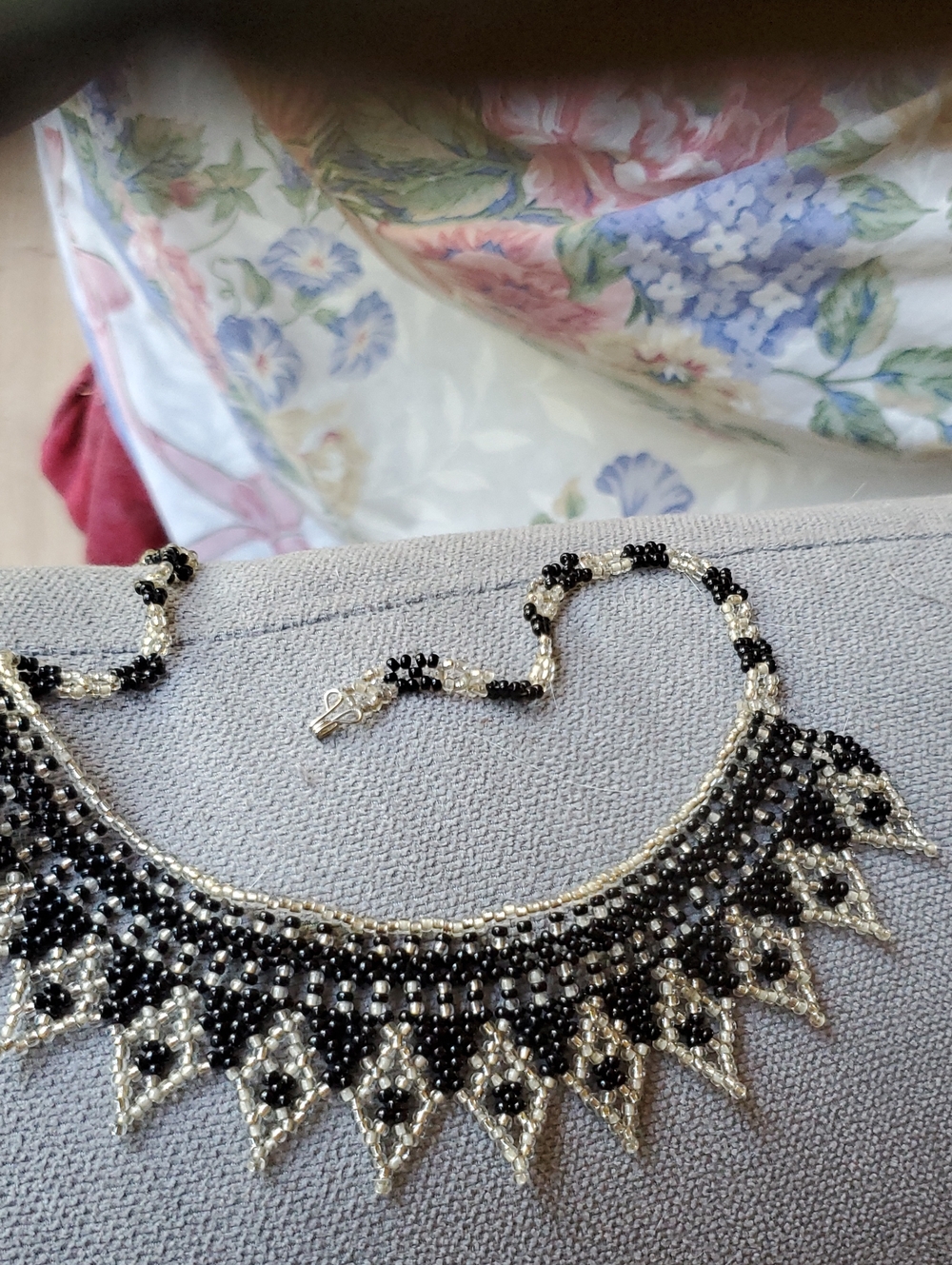 Handcrafted Black and Silver Beaded Necklace - Women Jewelry
